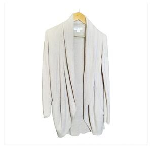 Barefoot Dreams Cozy Chic Lite Womens Cream Open Cardigan Slant Pockets Size M